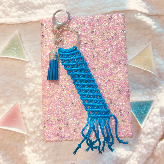 Electric Blue Macrame Keychain