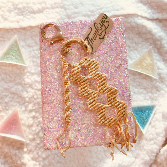 Tan Macrame Keychain