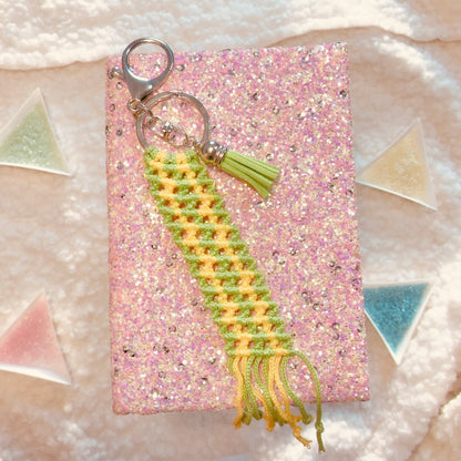 Yellow And Green Macrame Keychain