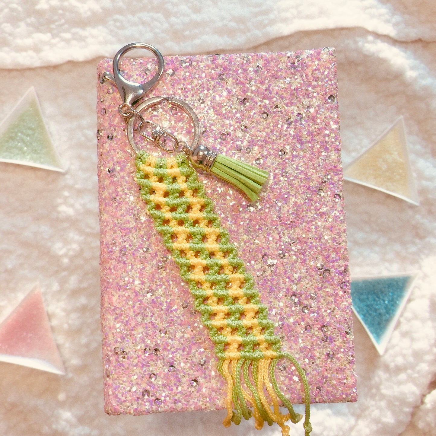 Yellow And Green Macrame Keychain