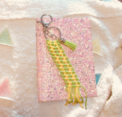 Yellow And Green Macrame Keychain