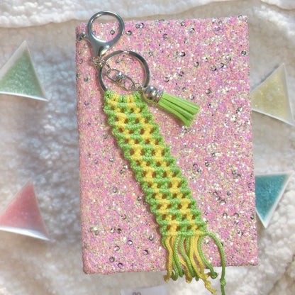 Yellow And Green Macrame Keychain