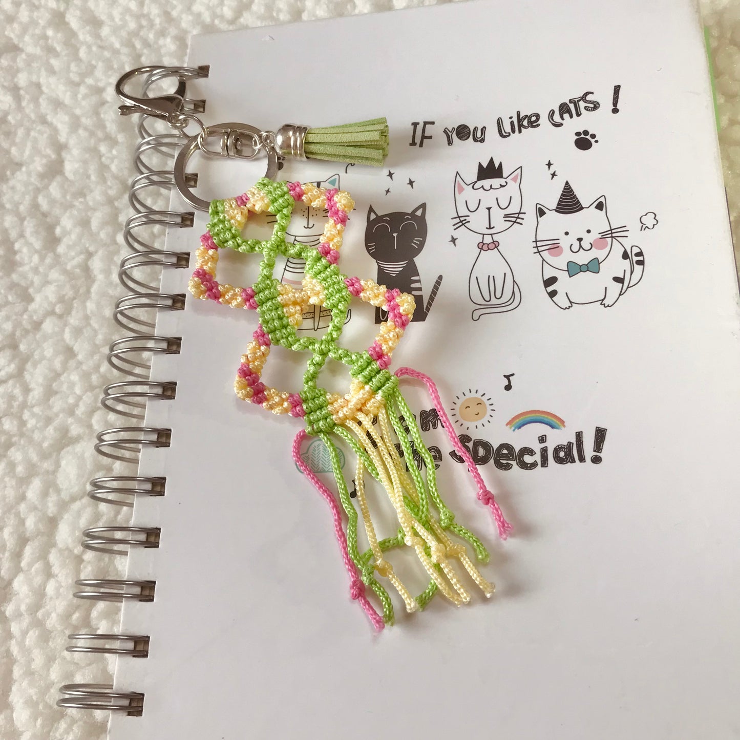 Cute Colorful Macrame Keychain For Planners