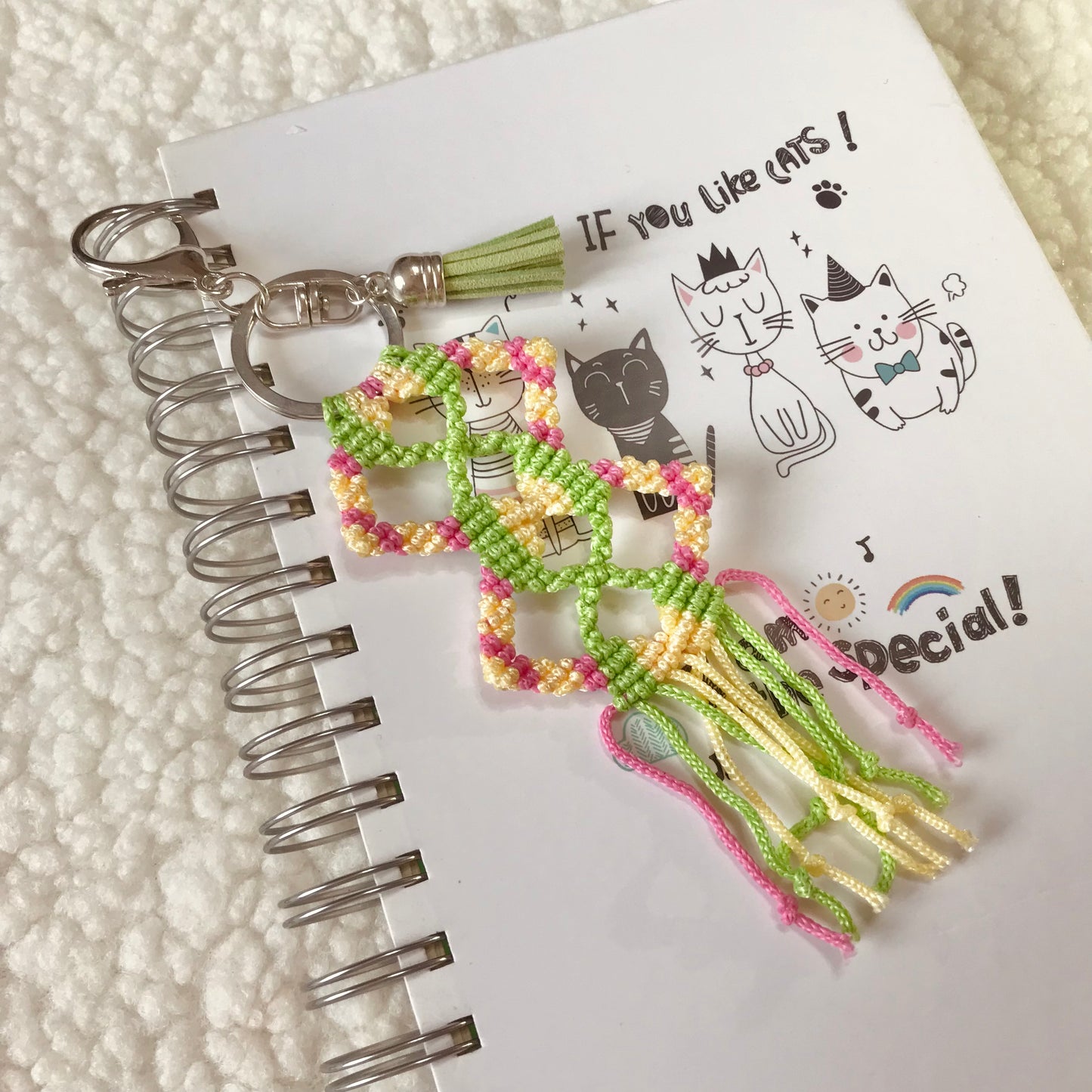 Cute Colorful Macrame Keychain For Planners