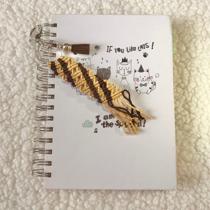 Light And Dark Brown Macrame Keychain For Planners And Bullet Journals