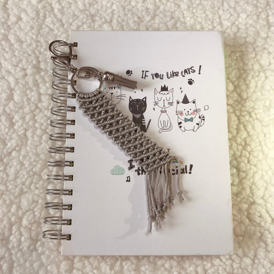 Gray Macrame Keychain