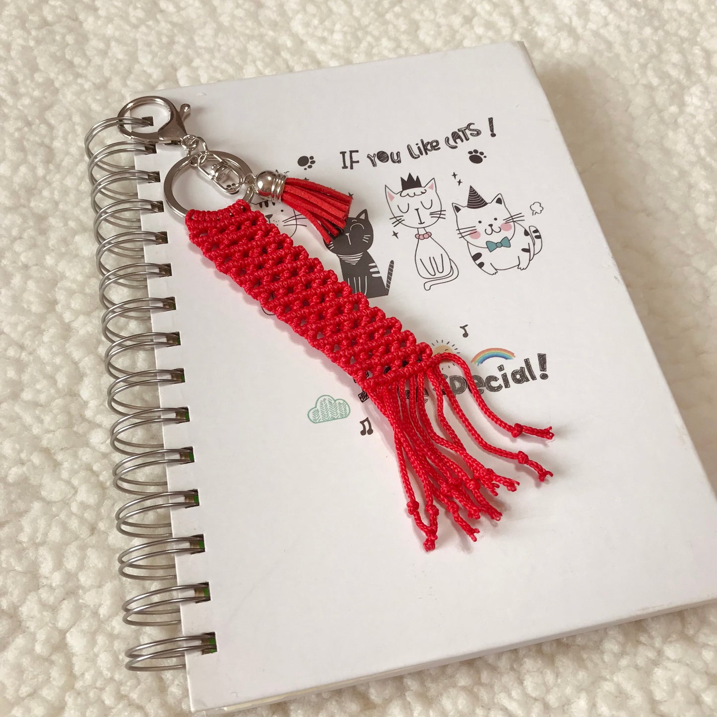 Cute Red Macrame Keychain