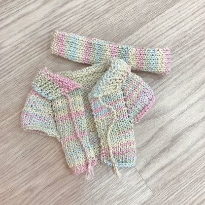 Hand-Knitted Cardigan and Headband Set for 30 cm Toys