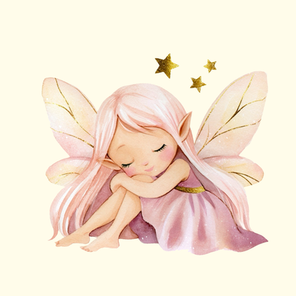 Sleeping Fairy in Pink Dress PNG Clipart