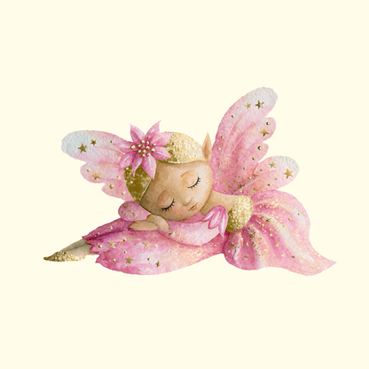 Sleeping Fairy in Pink Dress PNG Clipart