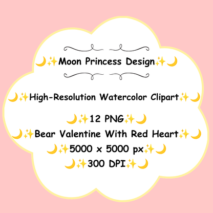 Bear Valentine with Red Heart PNG Clipart