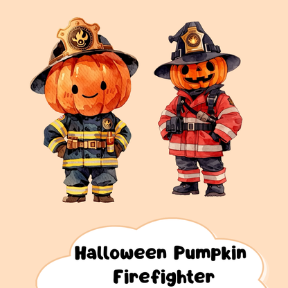 Halloween Firefighter Pumpkin PNG Clipart