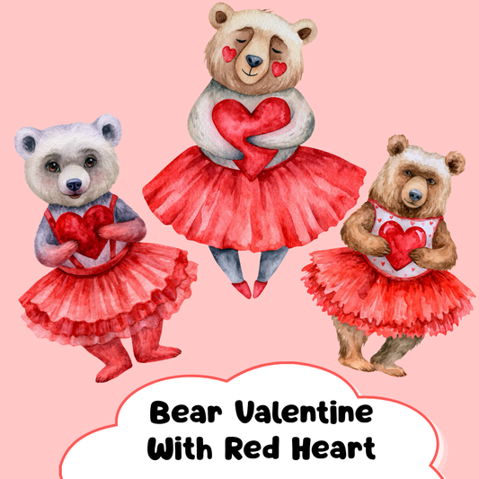 Bear Valentine with Red Heart PNG Clipart