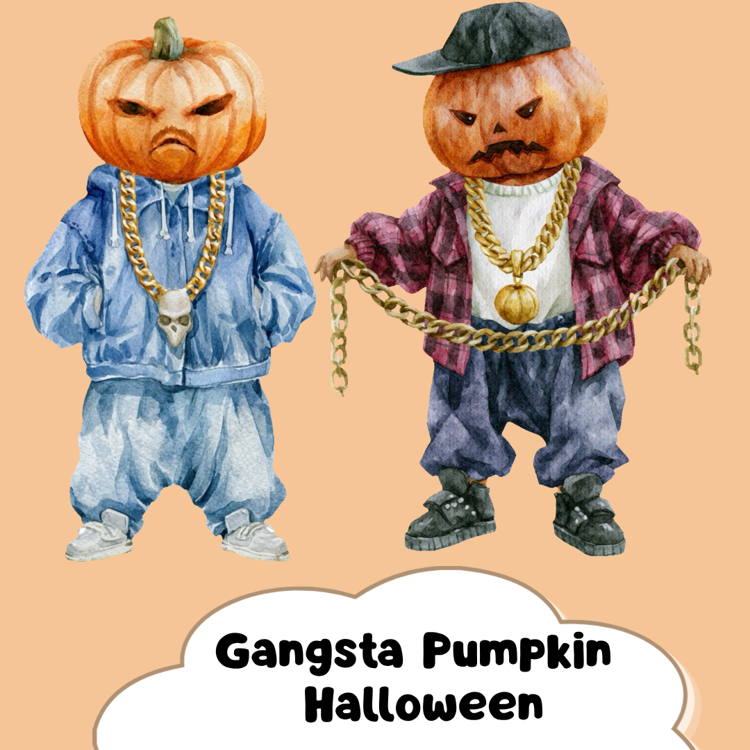 Halloween Gangsta Pumpkin PNG Clipart