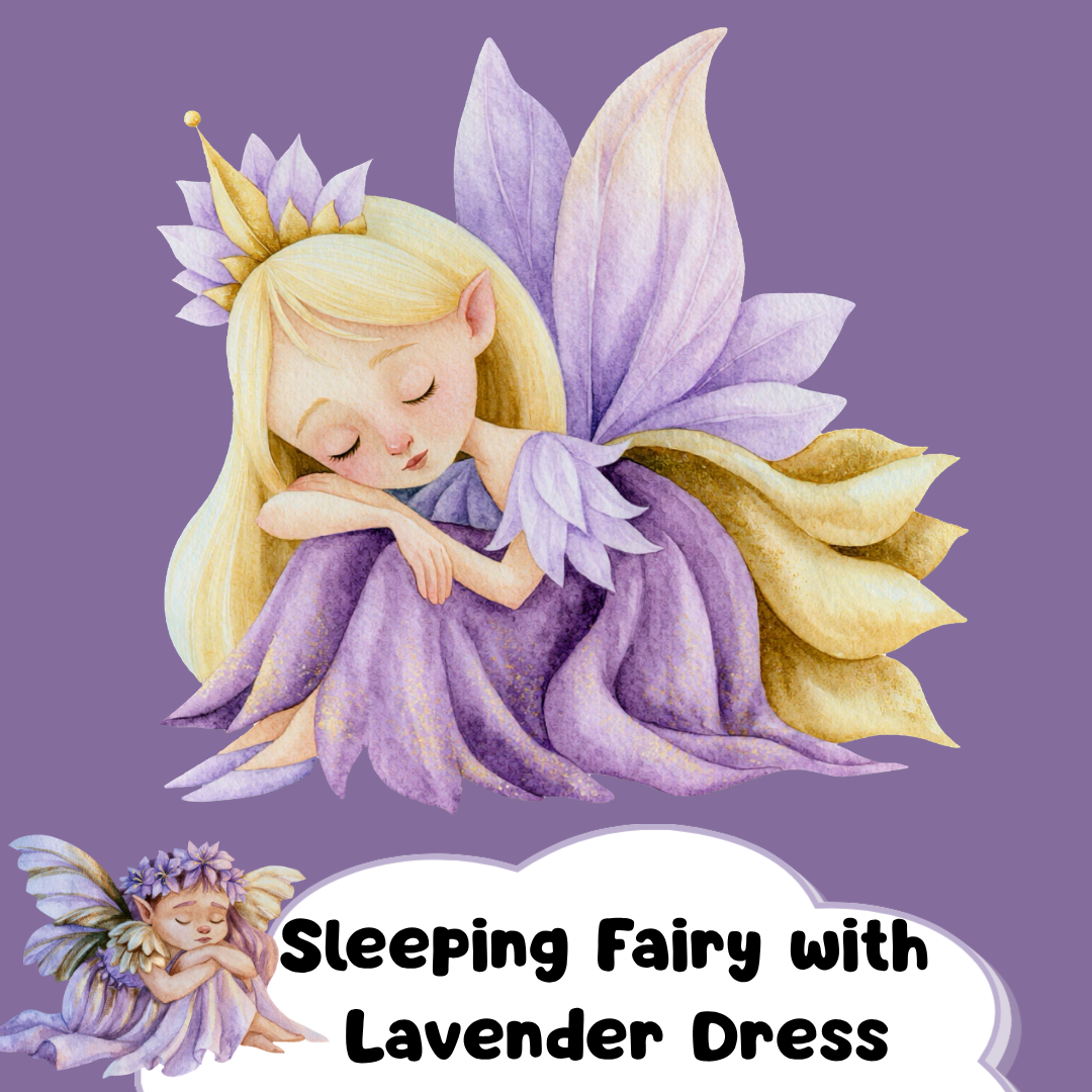 Sleeping Fairy with Lavender Dress PNG Clipart