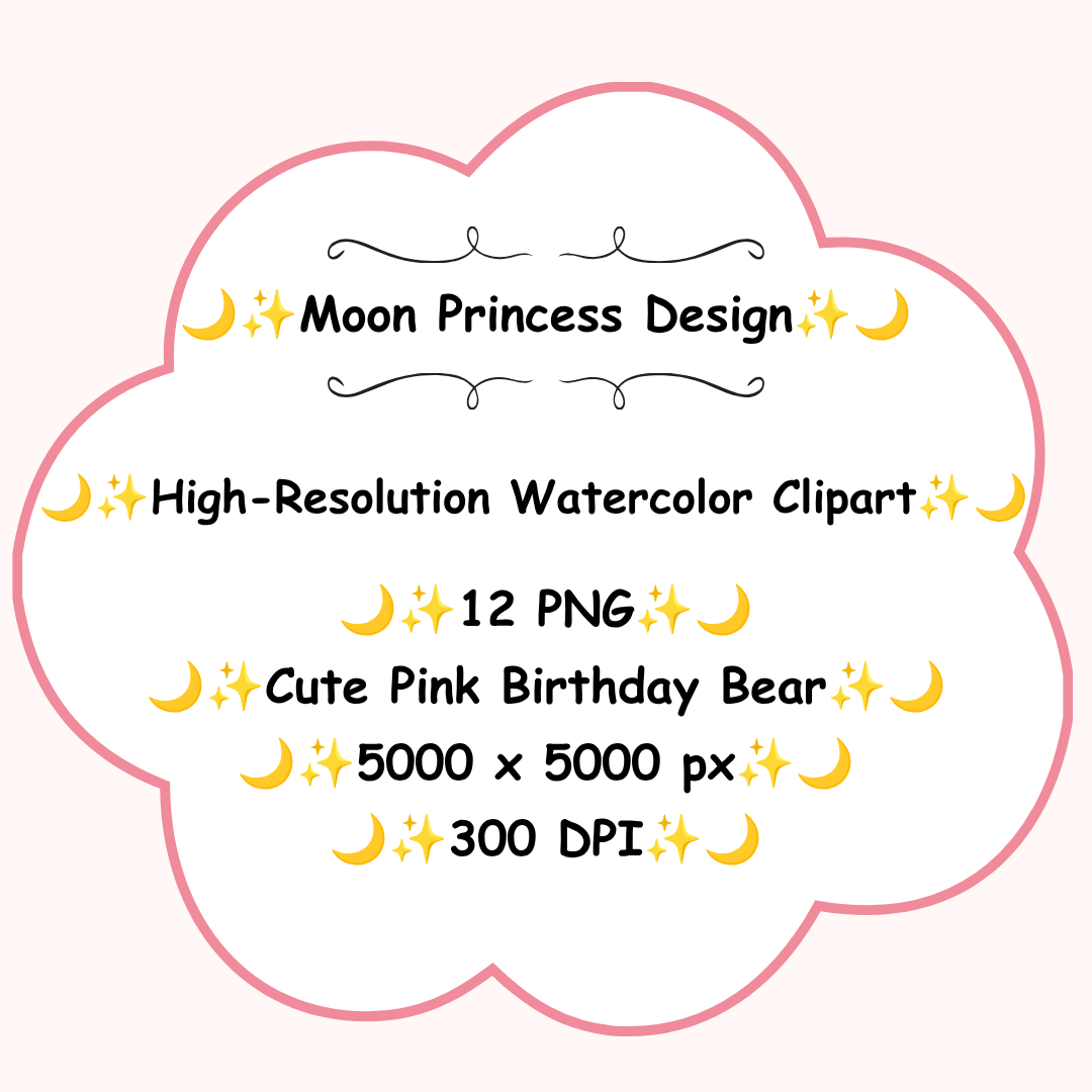 Cute Pink Birthday Bear PNG Clipart