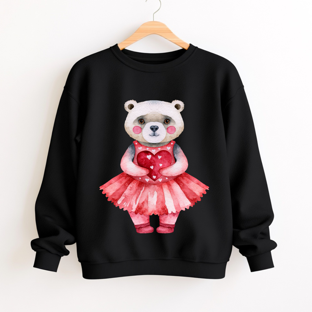 Bear Valentine with Red Heart PNG Clipart