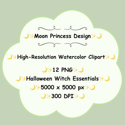 Halloween Witch Essentials Clipart Set PNG