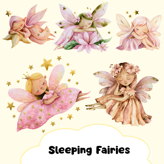 Sleeping Fairy in Pink Dress PNG Clipart
