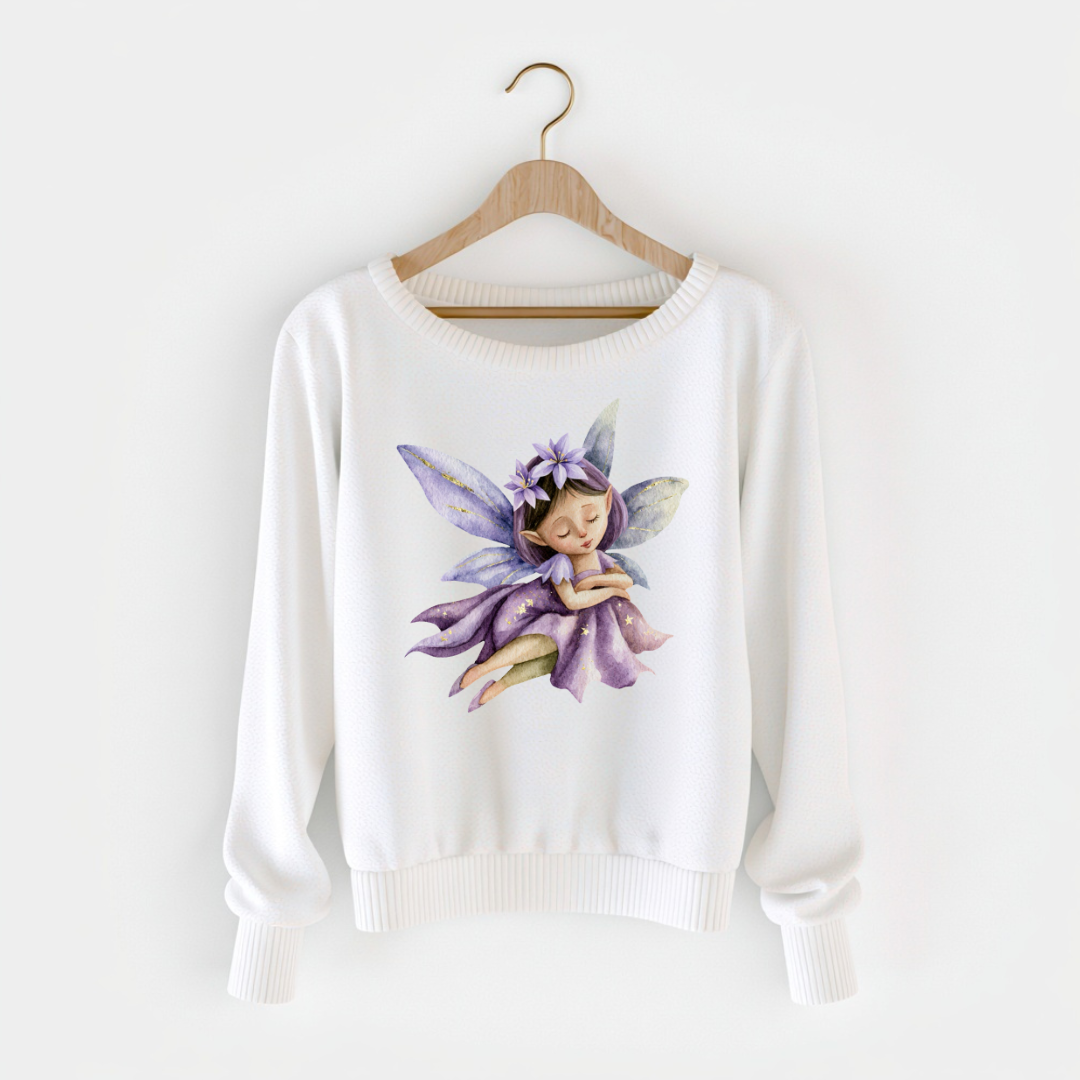 Sleeping Fairy with Lavender Dress PNG Clipart
