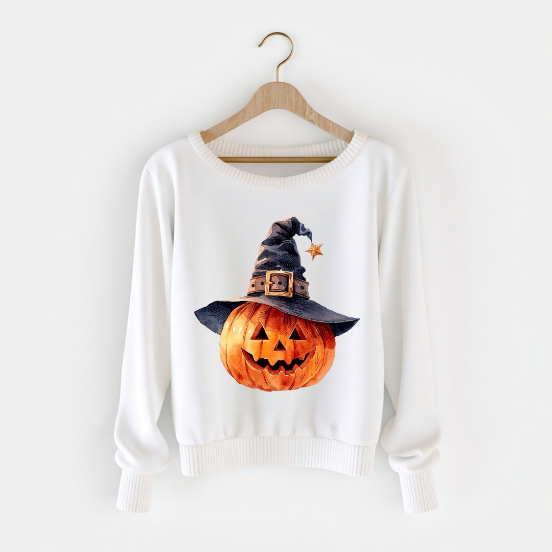 Halloween Pumpkin with Witch Hat PNG Clipart