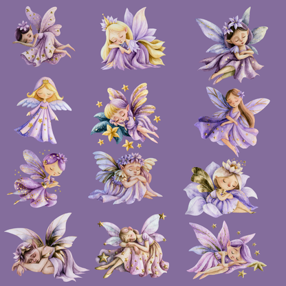Sleeping Fairy with Lavender Dress PNG Clipart