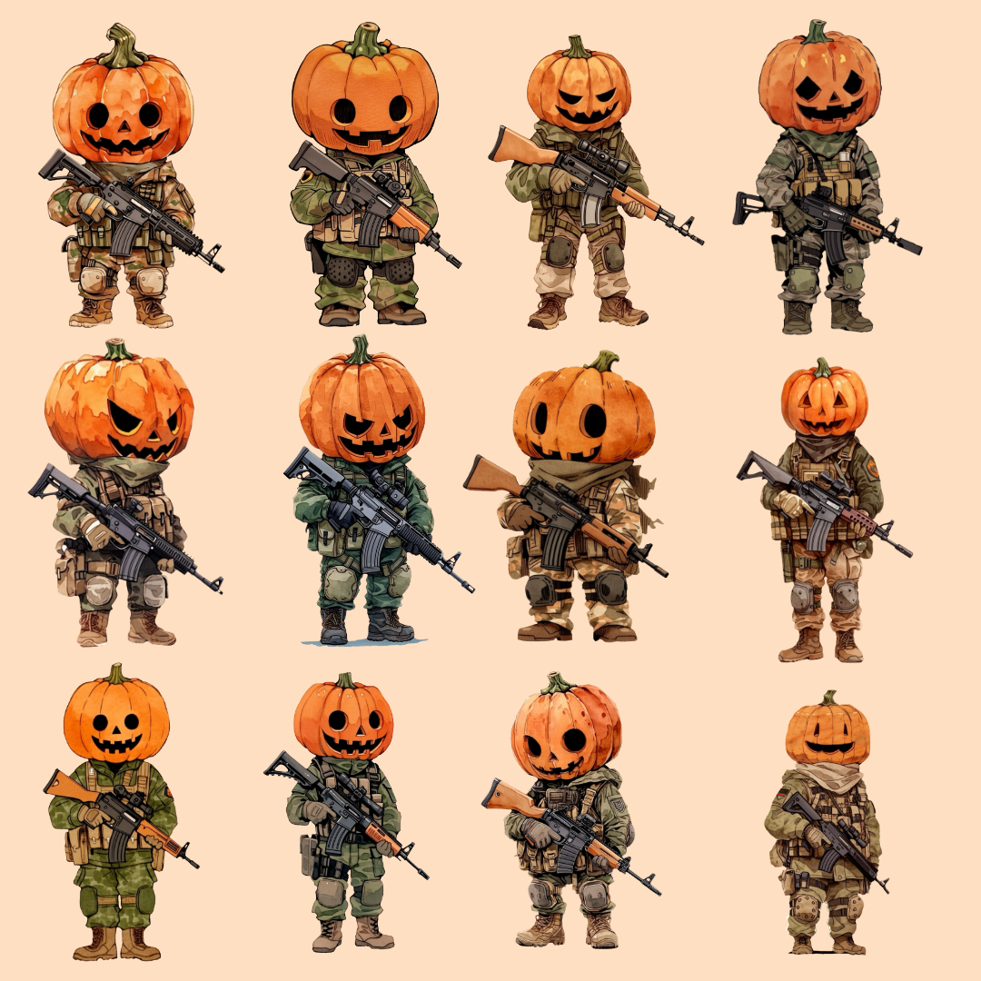 Halloween Soldier Pumpkin PNG Clipart
