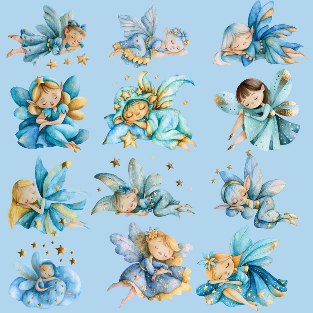 Sleeping Fairy in Blue Dress PNG Clipart