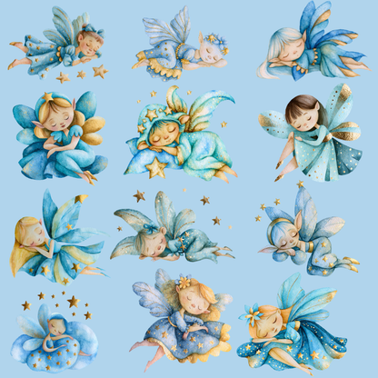 Sleeping Fairy in Blue Dress PNG Clipart