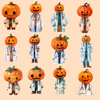 Halloween Doctor Pumpkin PNG Clipart