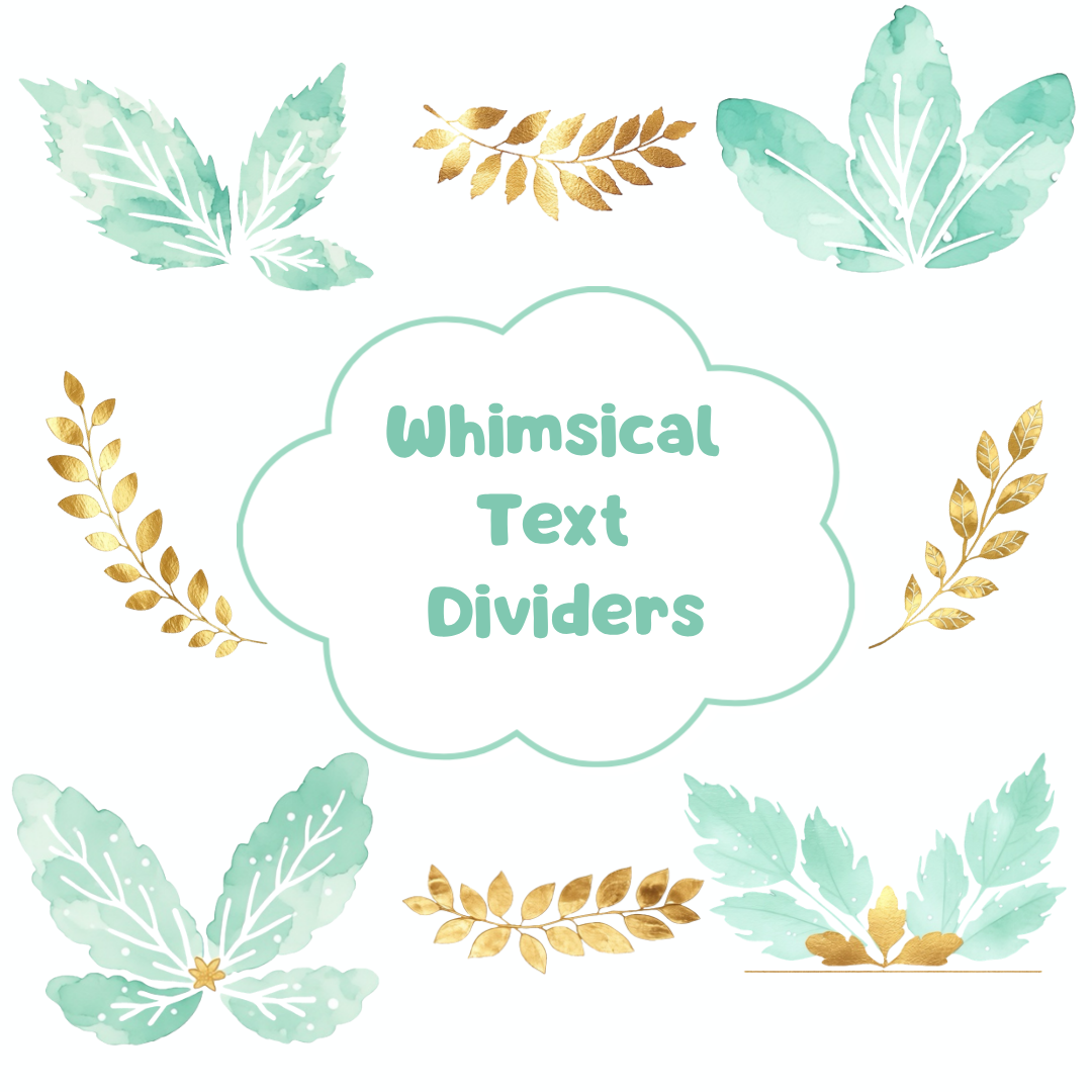 Mint & Gold Leaf Text Divider PNG Clipart