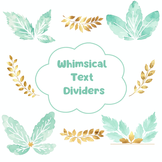 Mint & Gold Leaf Text Divider PNG Clipart