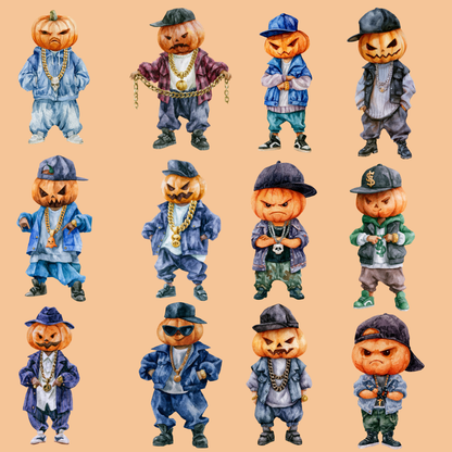 Halloween Gangsta Pumpkin PNG Clipart