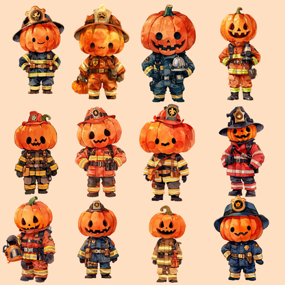 Halloween Firefighter Pumpkin PNG Clipart