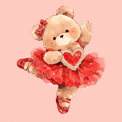 Valentine Bear Holding Red Heart PNG