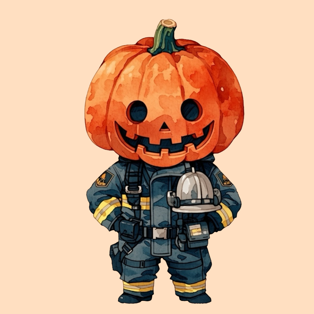 Halloween Firefighter Pumpkin PNG Clipart