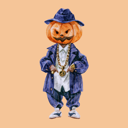 Halloween Gangsta Pumpkin PNG Clipart
