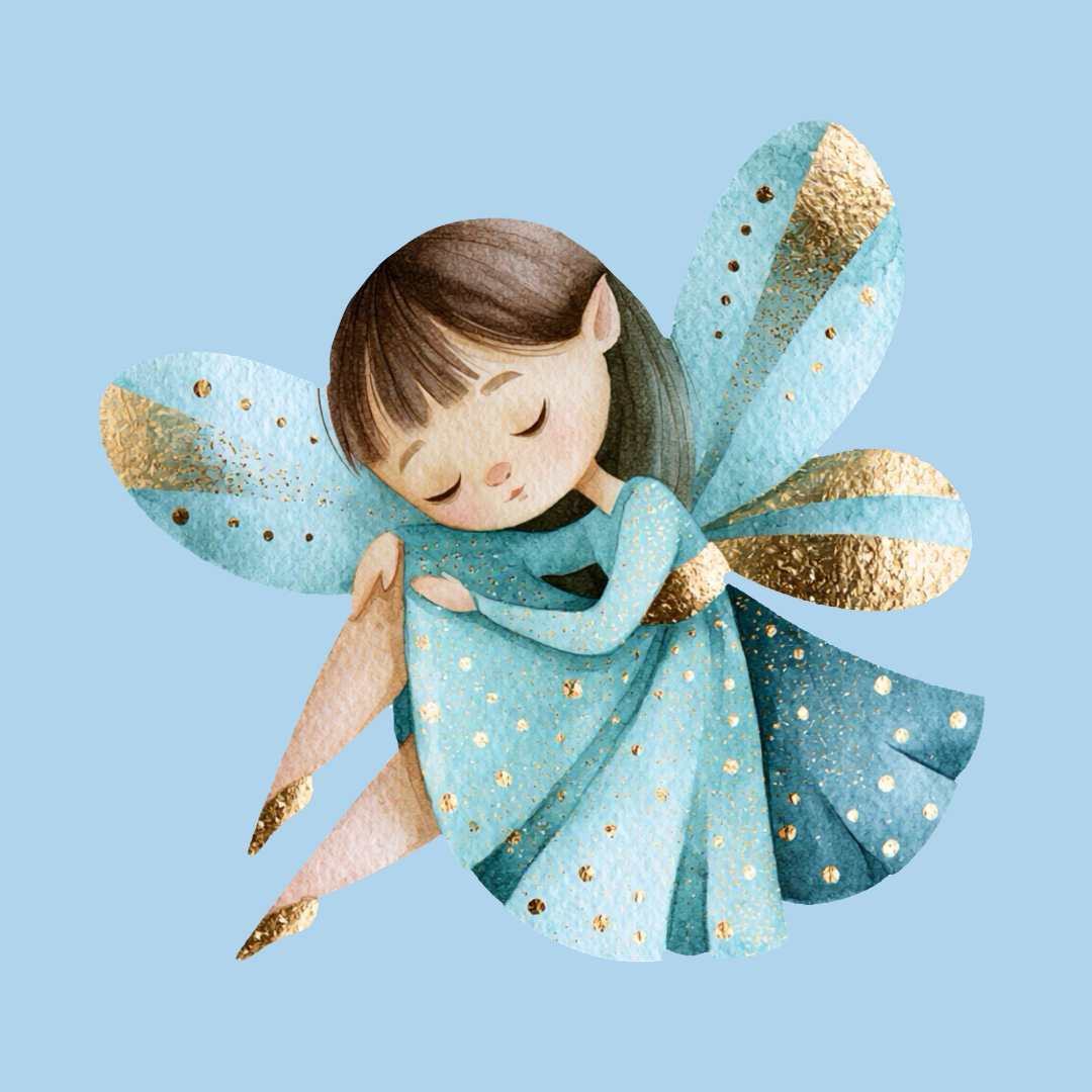 Sleeping Fairy in Blue Dress PNG Clipart