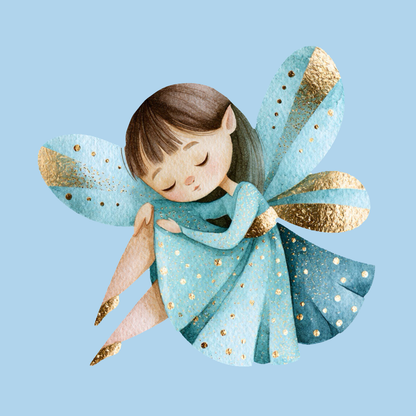 Sleeping Fairy in Blue Dress PNG Clipart