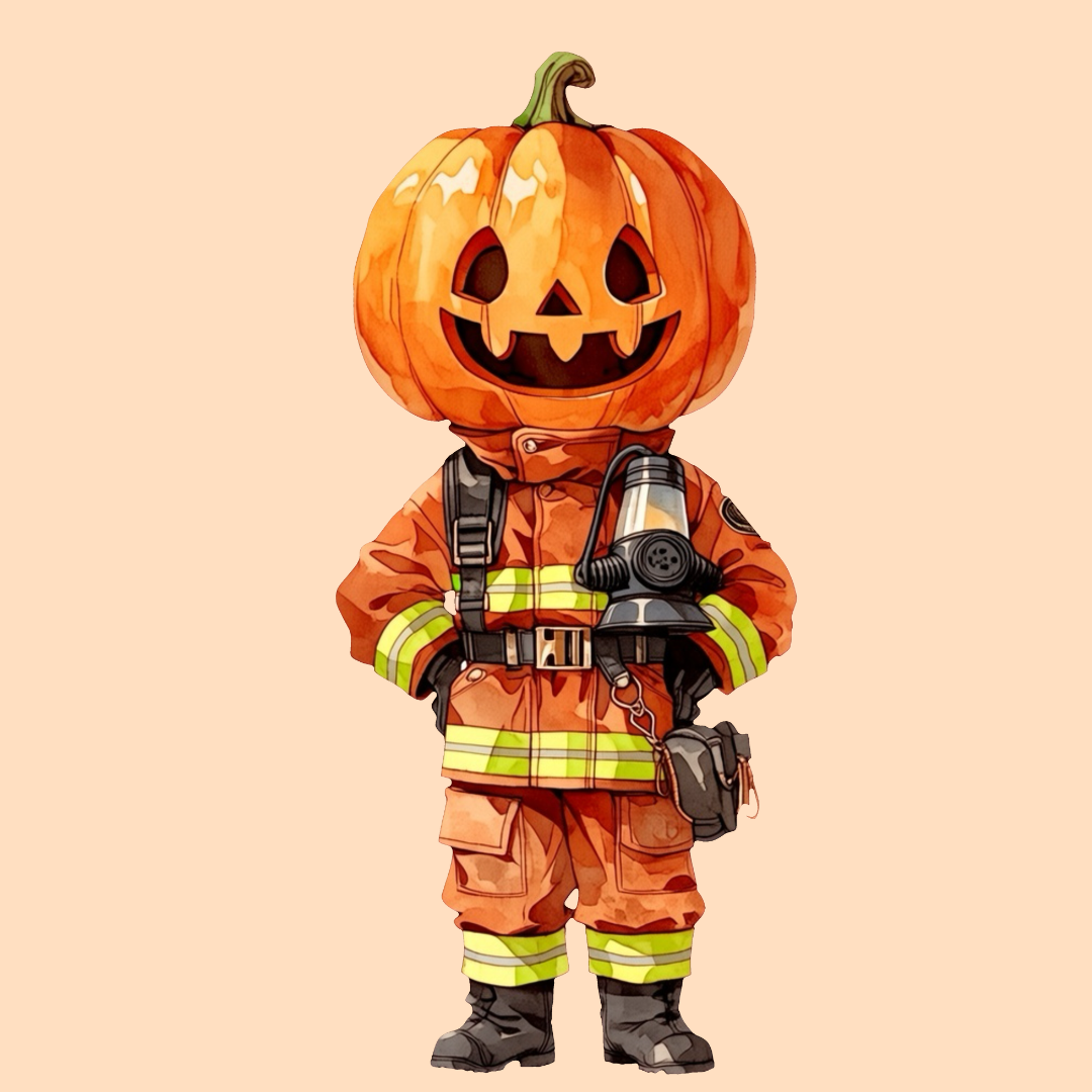Halloween Firefighter Pumpkin PNG Clipart