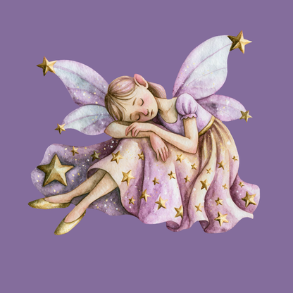 Sleeping Fairy with Lavender Dress PNG Clipart