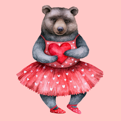 Bear Valentine with Red Heart PNG Clipart