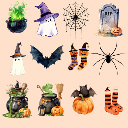 Spooky Halloween PNG Clipart Bundle (12 Pieces)