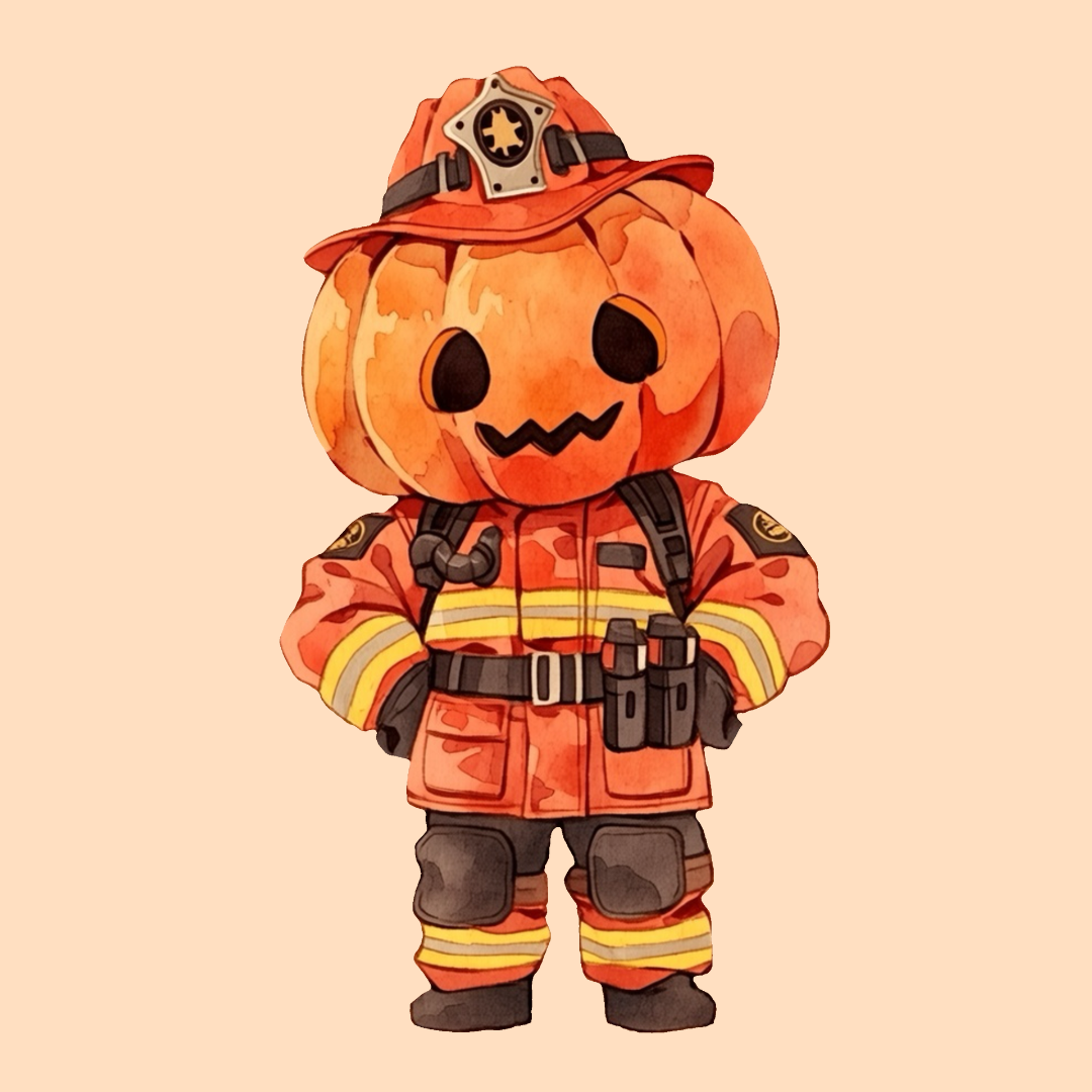 Halloween Firefighter Pumpkin PNG Clipart