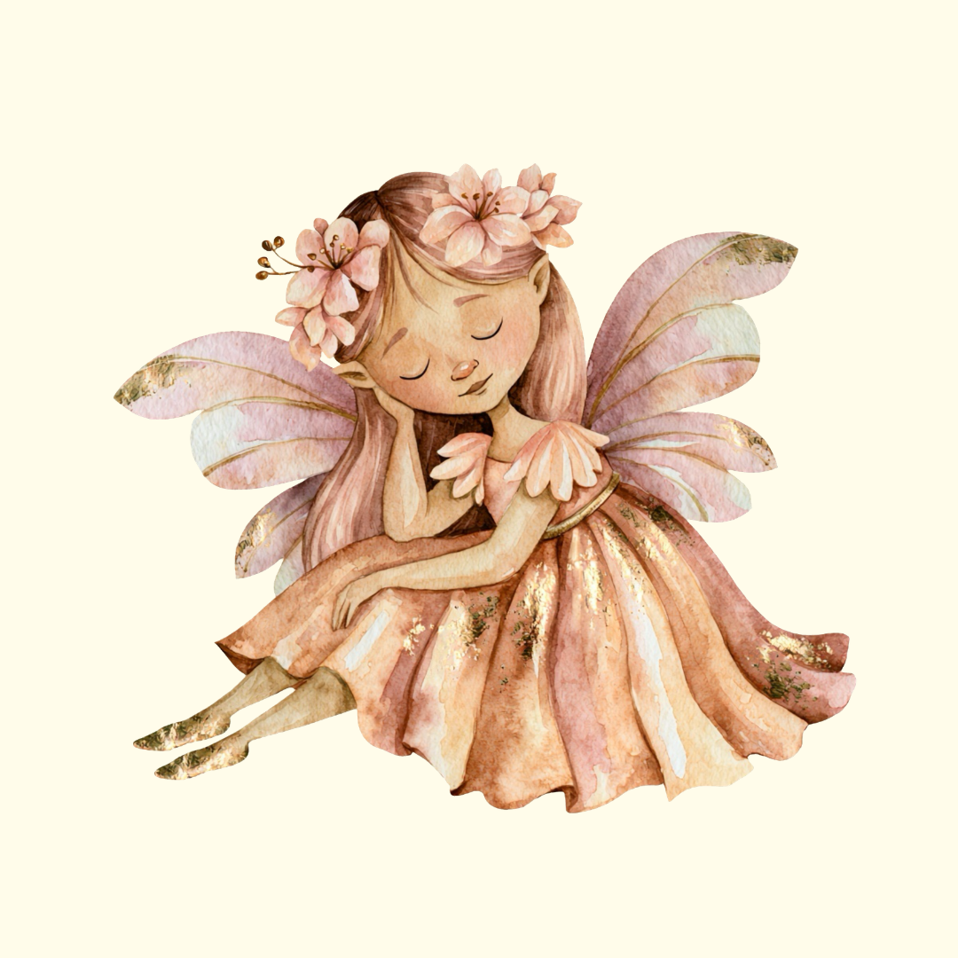 Sleeping Fairy in Pink Dress PNG Clipart