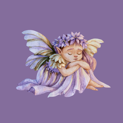 Sleeping Fairy with Lavender Dress PNG Clipart