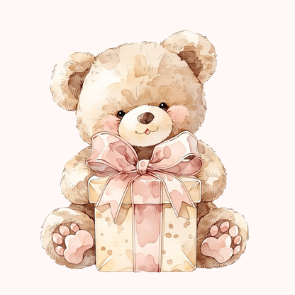 Cute Pink Birthday Bear PNG Clipart