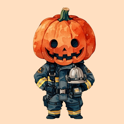 Halloween Firefighter Pumpkin PNG Clipart