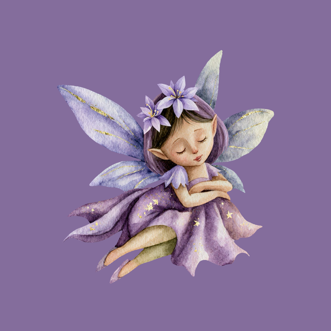 Sleeping Fairy with Lavender Dress PNG Clipart