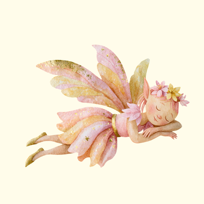 Sleeping Fairy in Pink Dress PNG Clipart